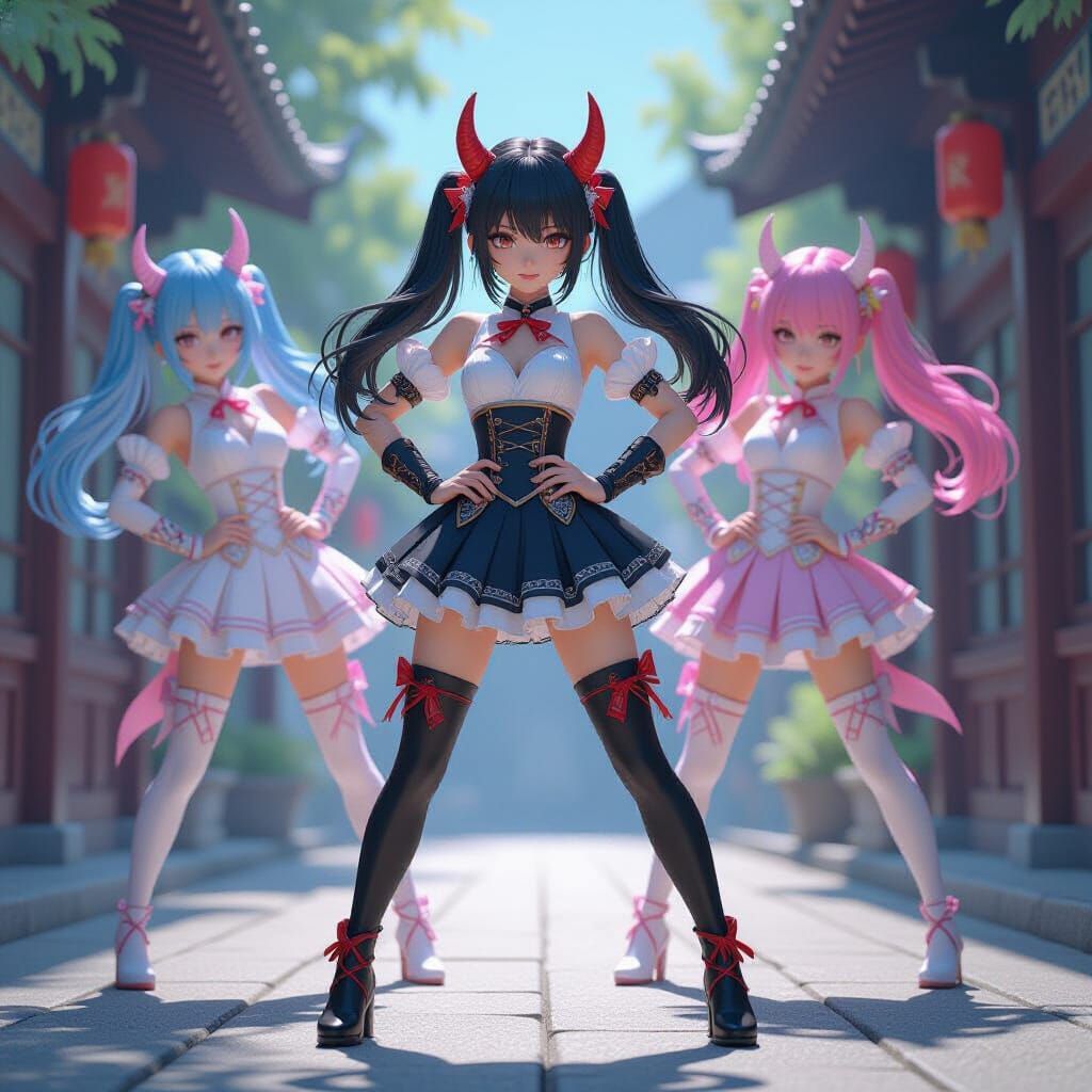 K-Pop Demon Hunters in Anime 3D Art Style