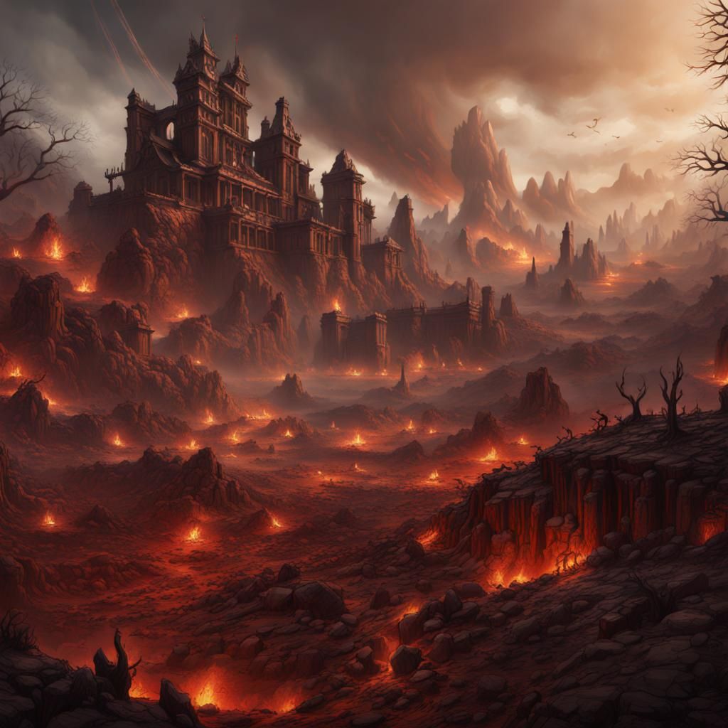 Detailed Matte Painting from Hell in Deep Color