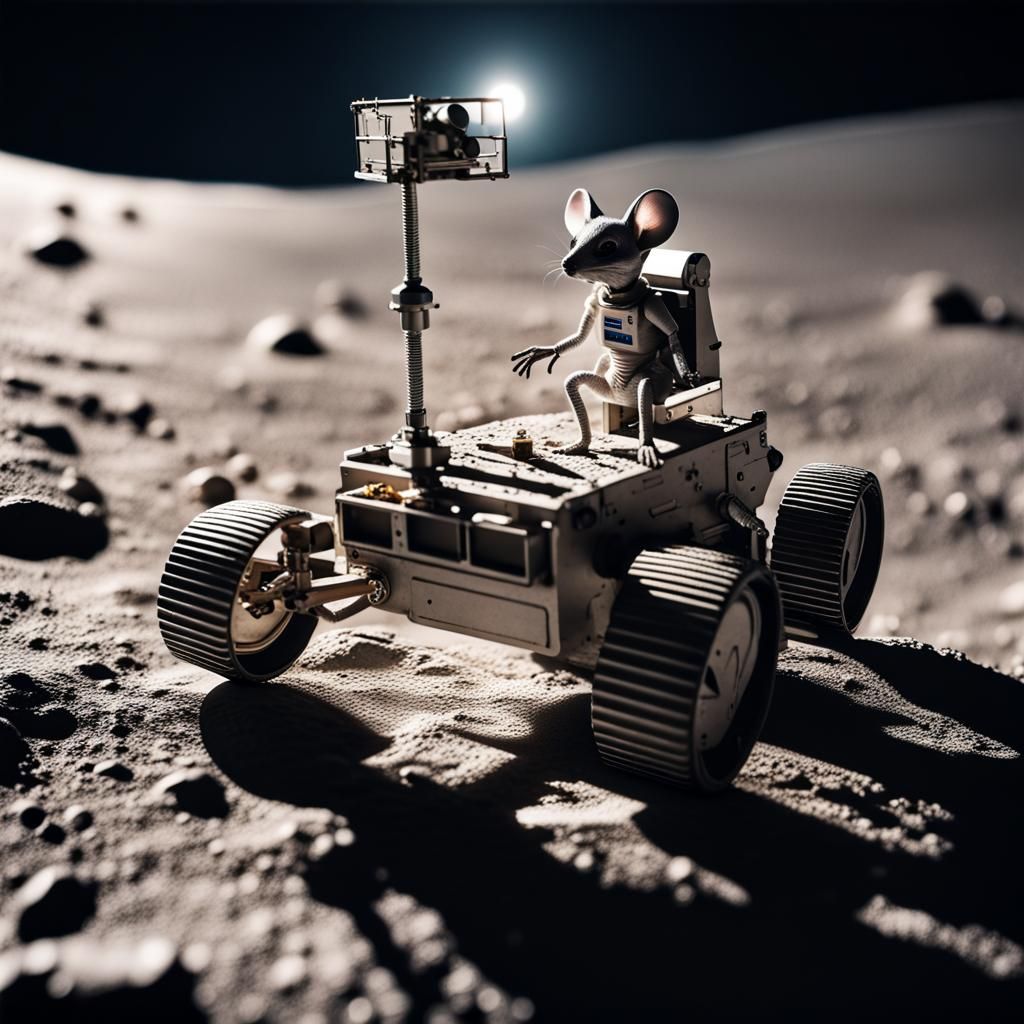 Mouse and Alien Lunar Rover Ride: Macro Photograph