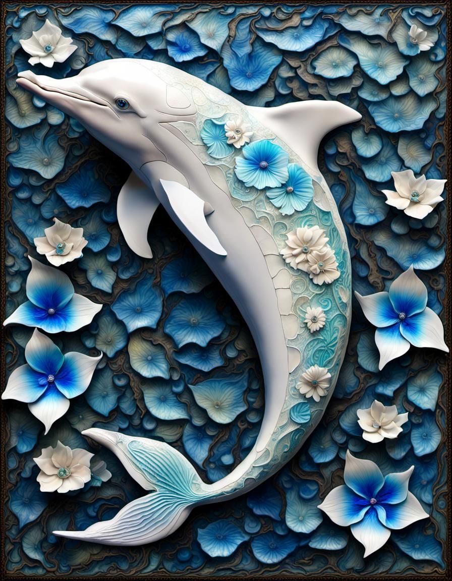 White Dolphin with Broken Glass Effect