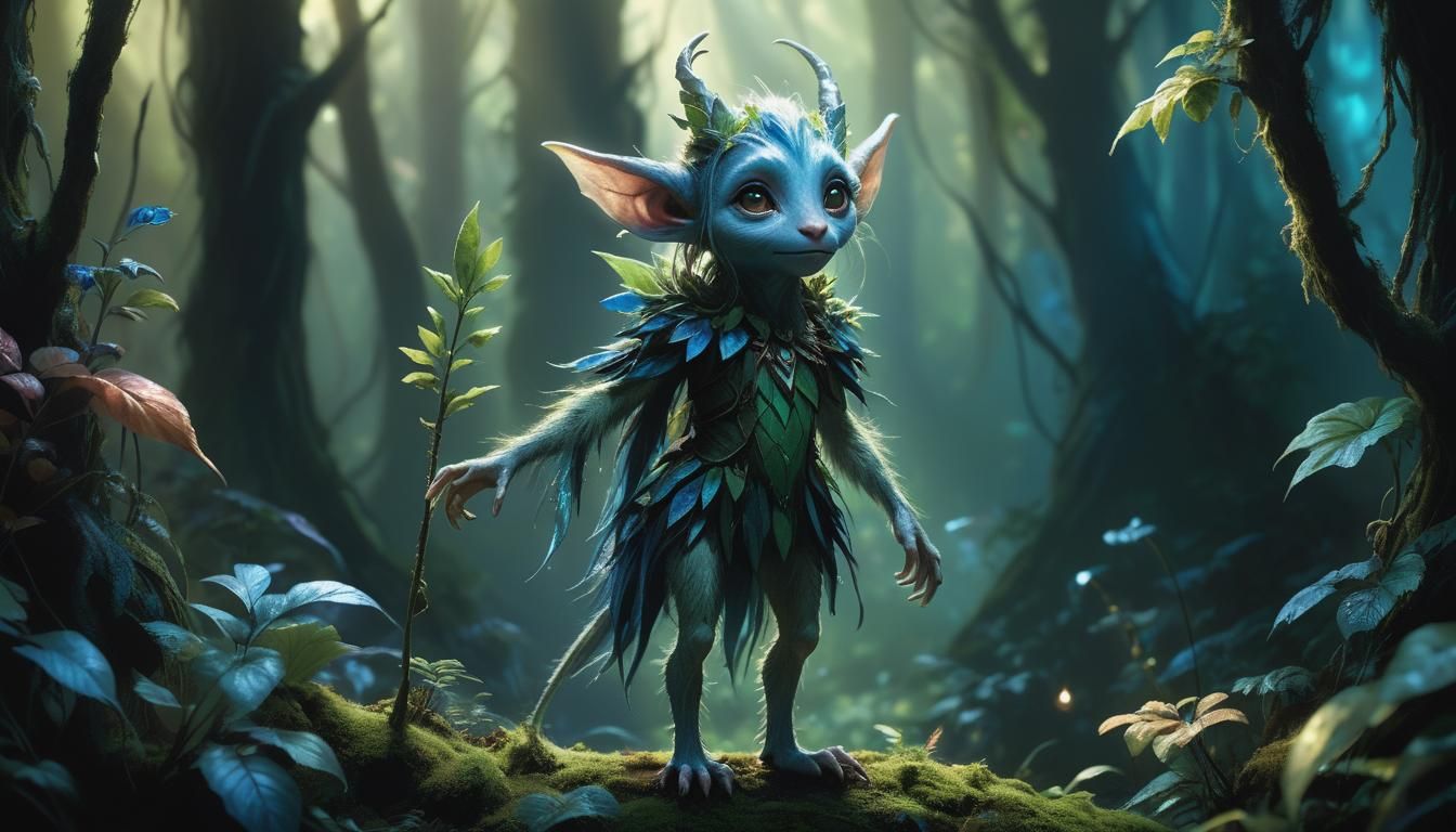 Gelfling Princess in Mystifying Forest, Hyperrealistic Conce...