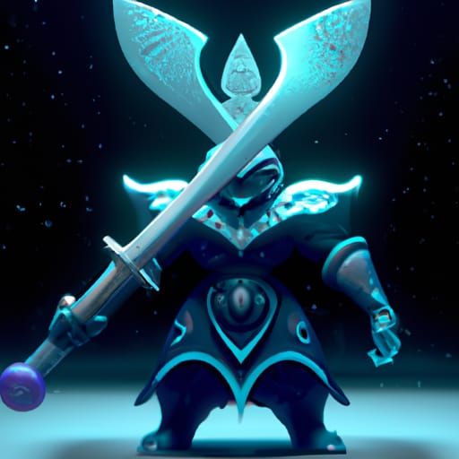 Four-Armed Ice Demon in Assassin Robes: 3D Digital Art