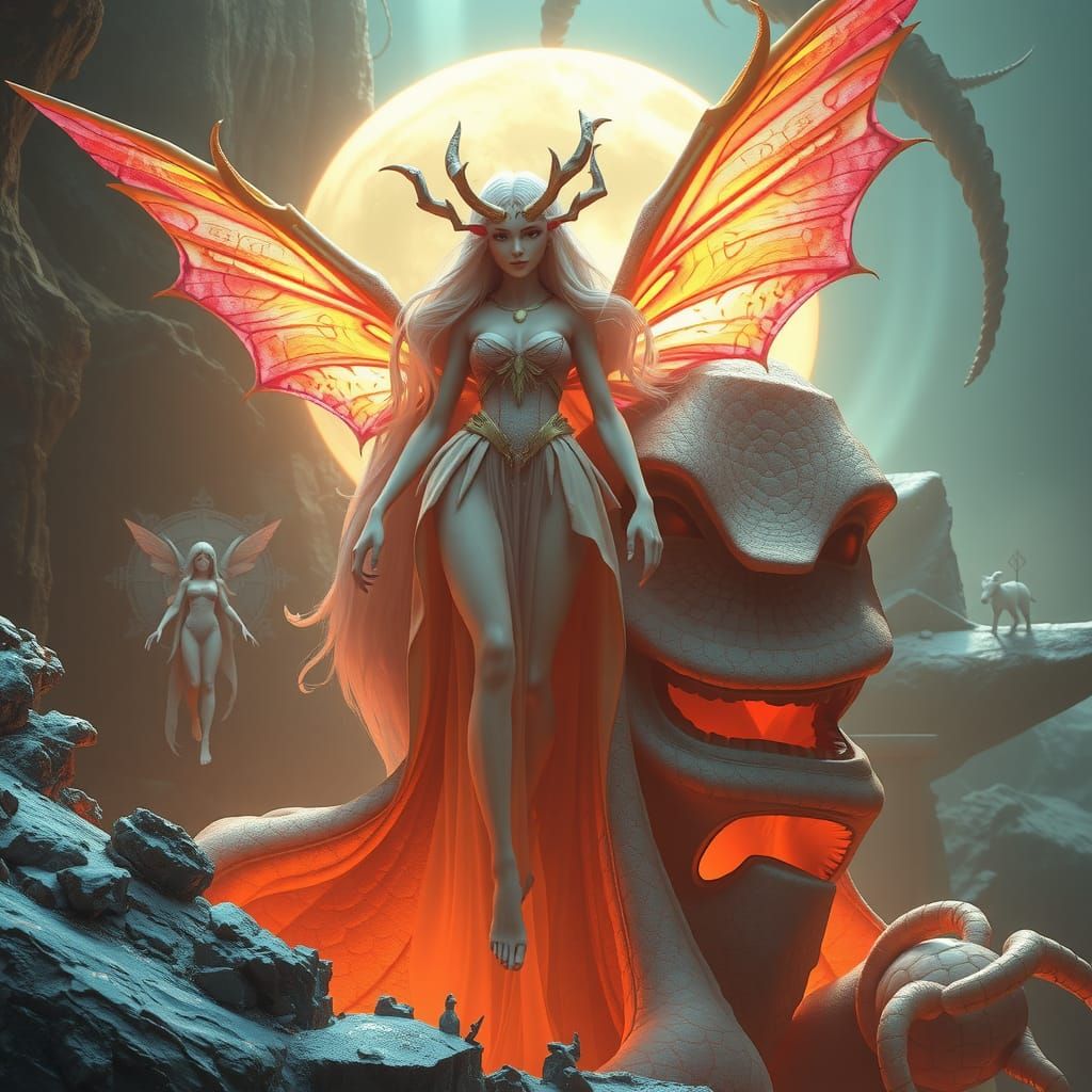 Beauty Fairy in Dreamlike Landscape, 3D Anime Art