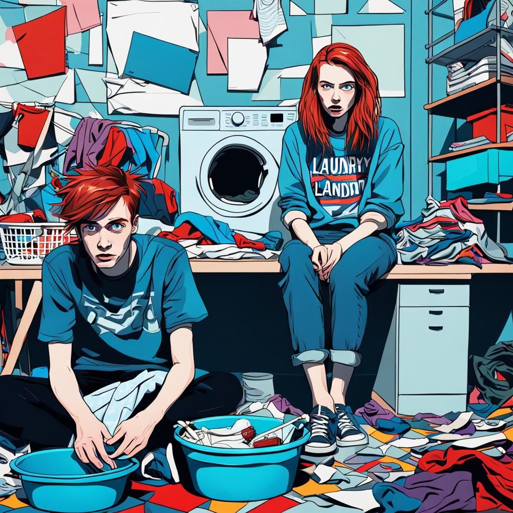 Teenage Chaos: Pop Art Confrontation in a Cluttered Room