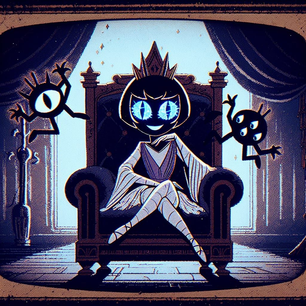 Mysterious Three-Eyed Princess in Vintage Cartoon Style