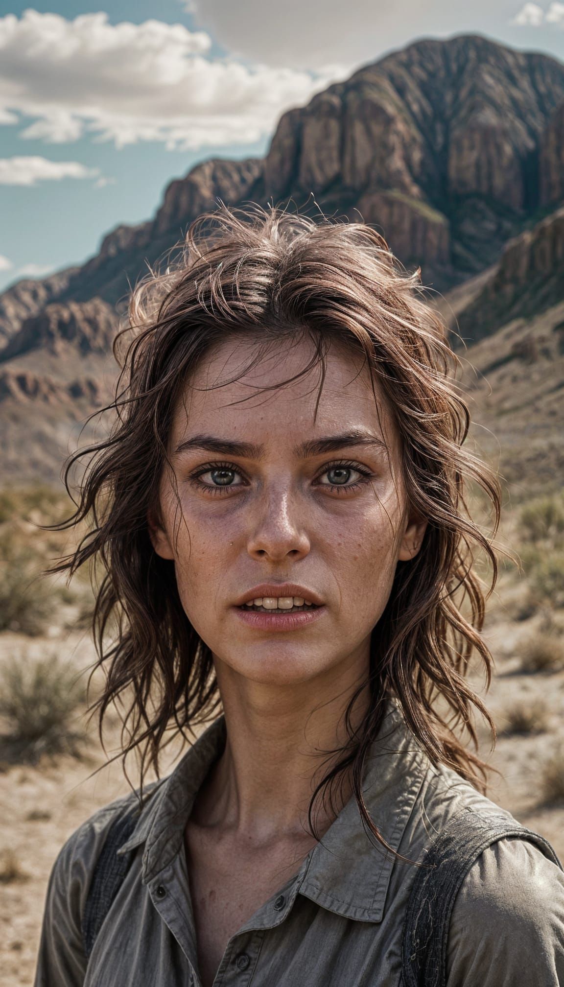 Eerie Desert Portrait of a Young Woman