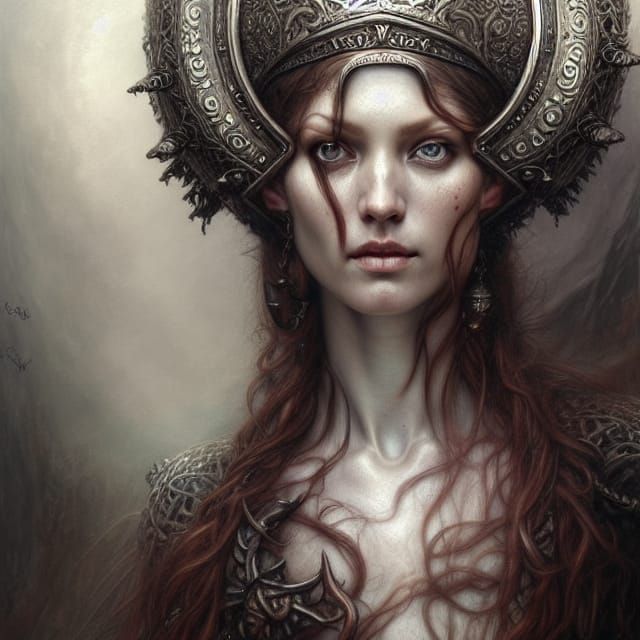 Detailed Viking Woman in Airbrush Fantasy Art