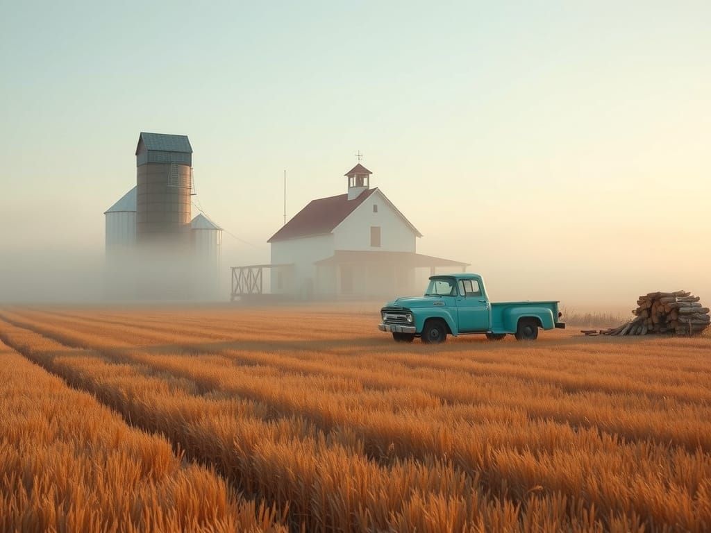 A stunning misty prairie landscape