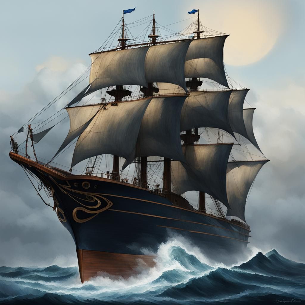 Sailing Ship on the Open Sea