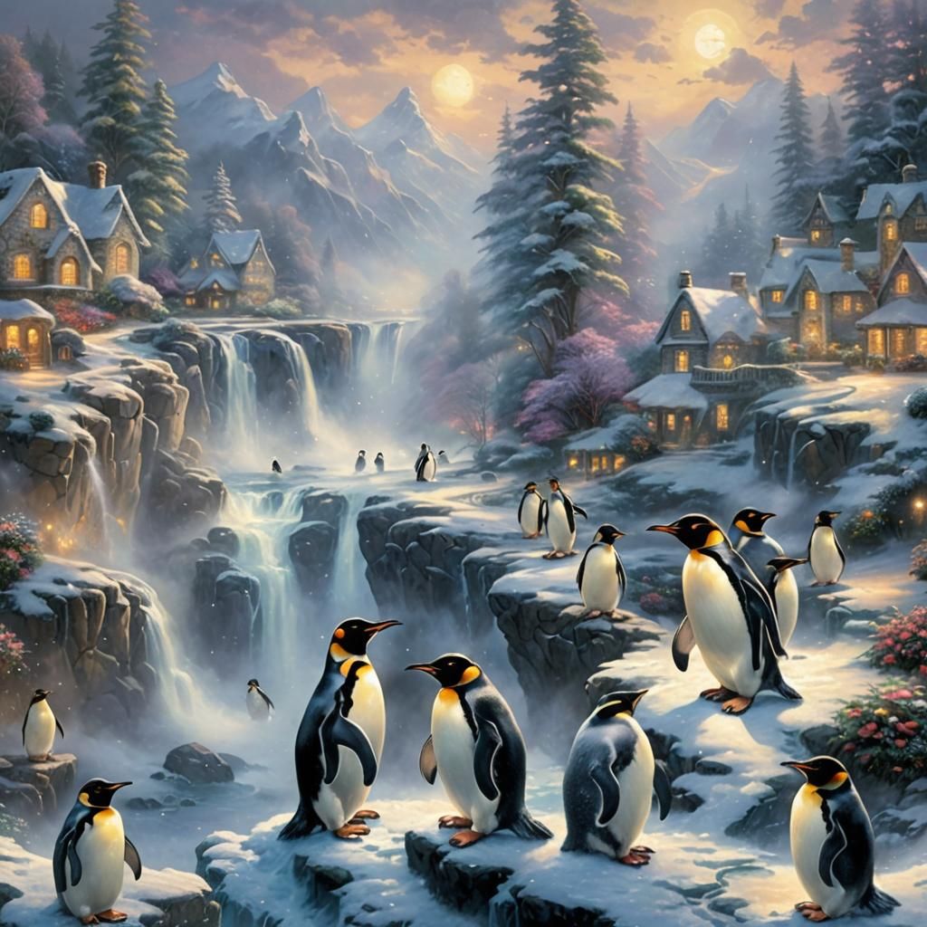 Ethereal Penguin Fantasy in Luminist Style