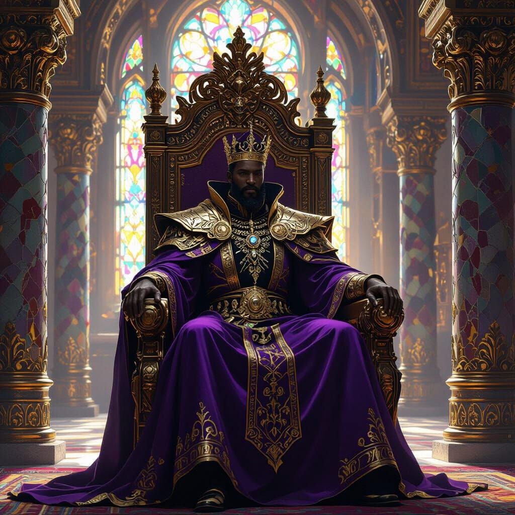 A Regal King in a Throne Room as Digital Art