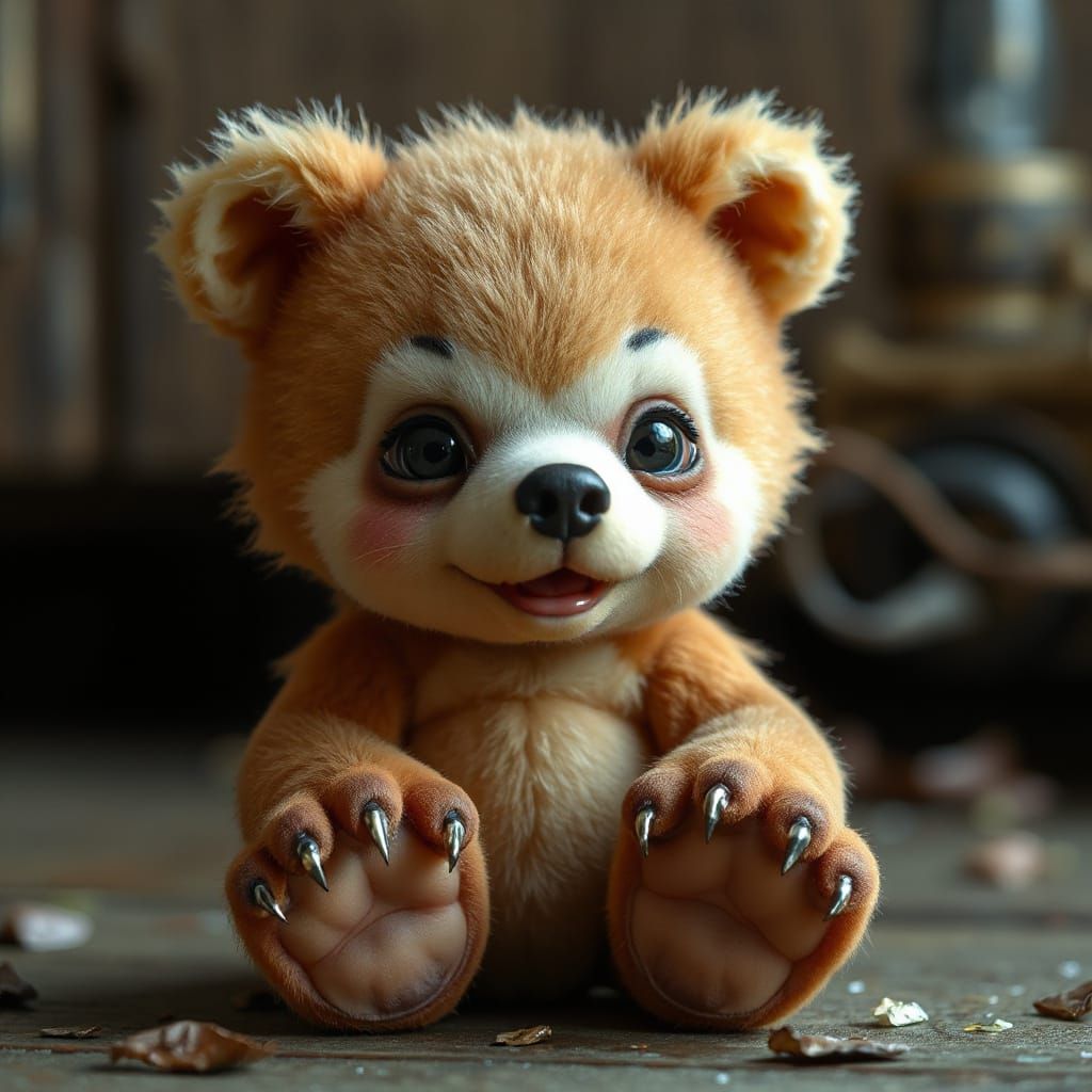Honey-Colored Miniature Bear-Child with Hidden Claws
