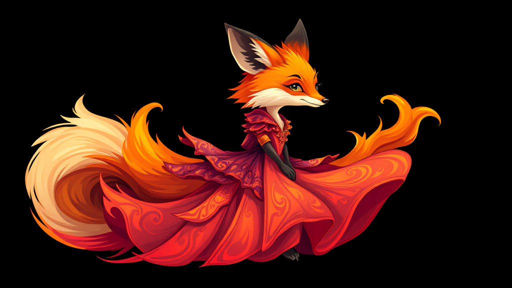 Fox in Hellfire Dress Digital Painting