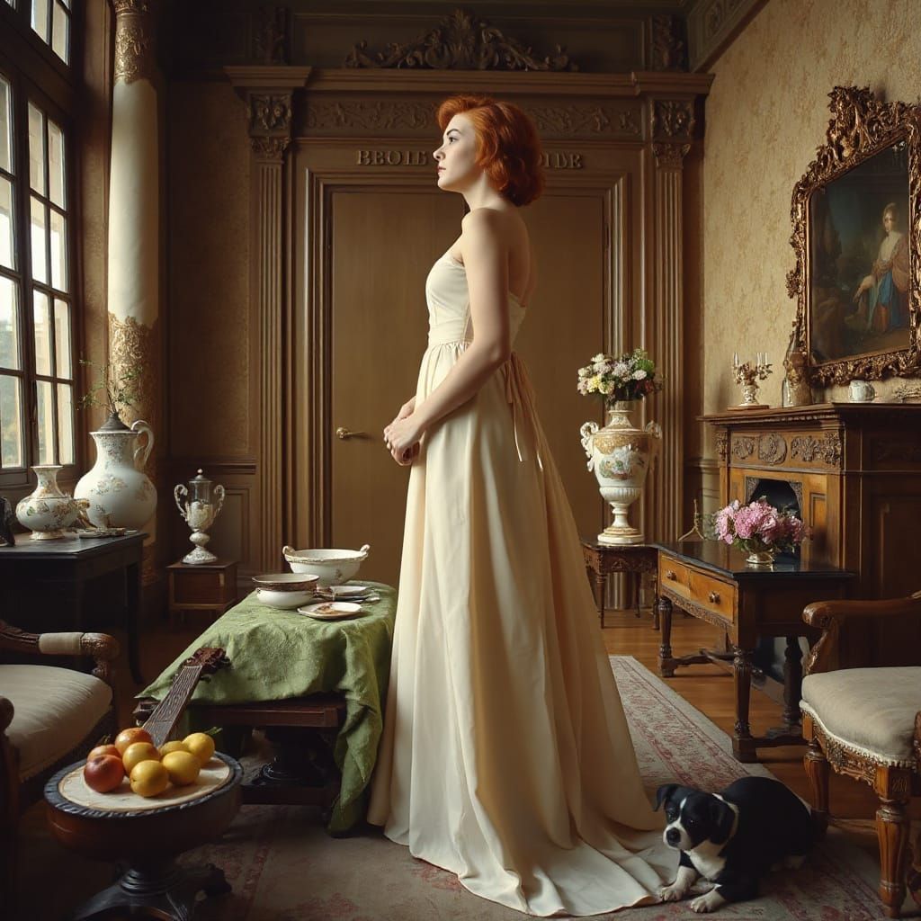 Woman in Dutch Drawing-Room, 19th-Century Style