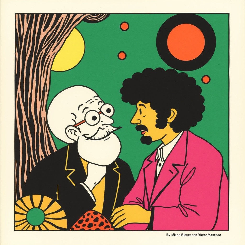 Psychedelic Portrait in 1960s Style