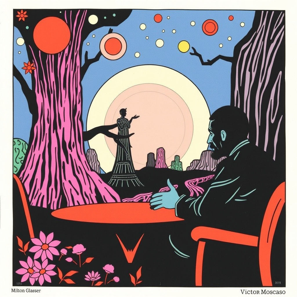 Psychedelic Trees in Glaser and Moscoso Style