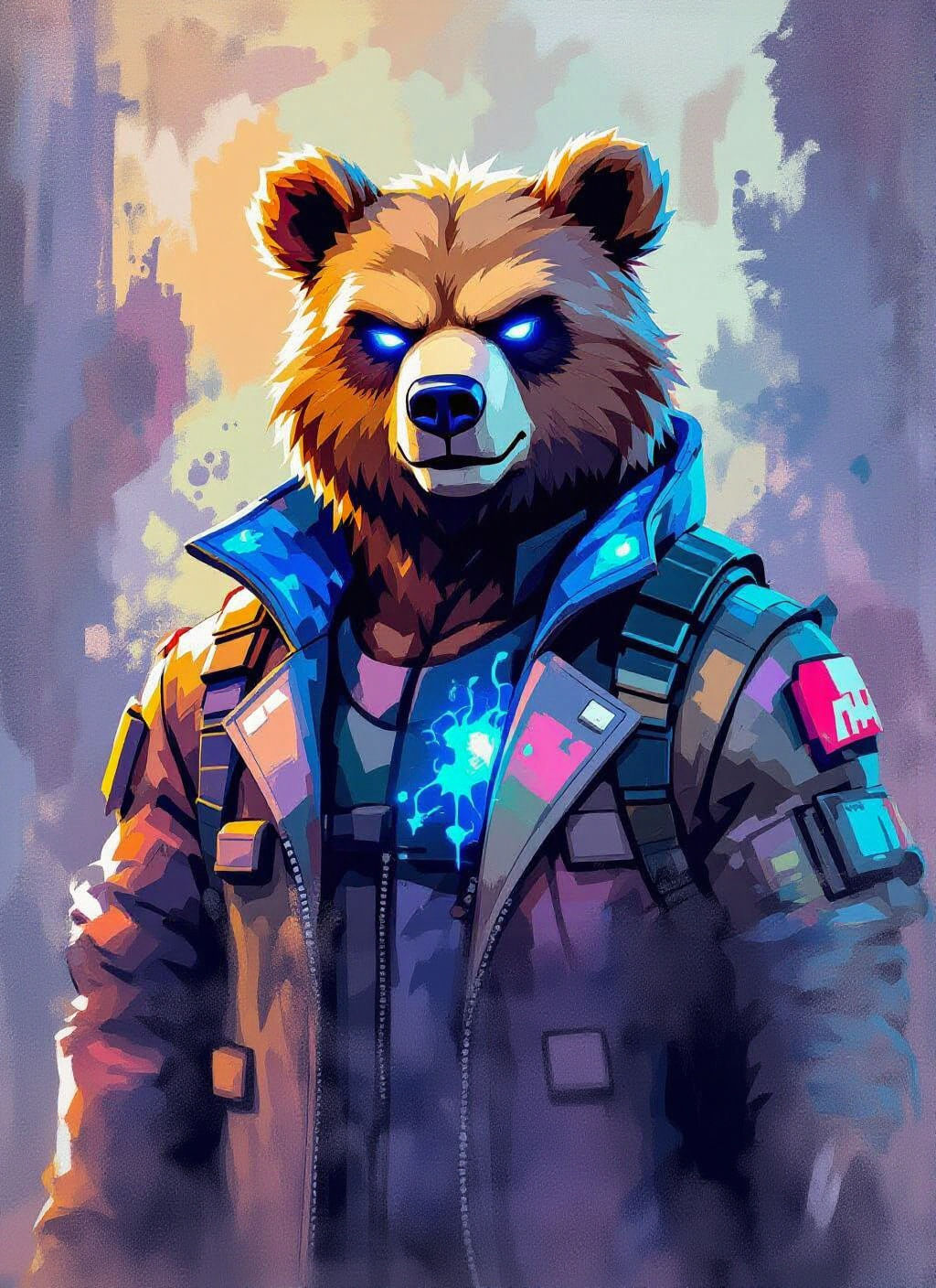 Fortnite Rippley Bear with Blue Goo, Gouache Masterpiece