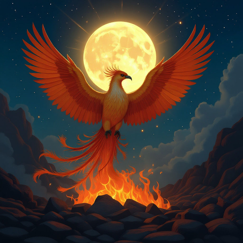 Majestic Phoenix Rises in Baroque Style
