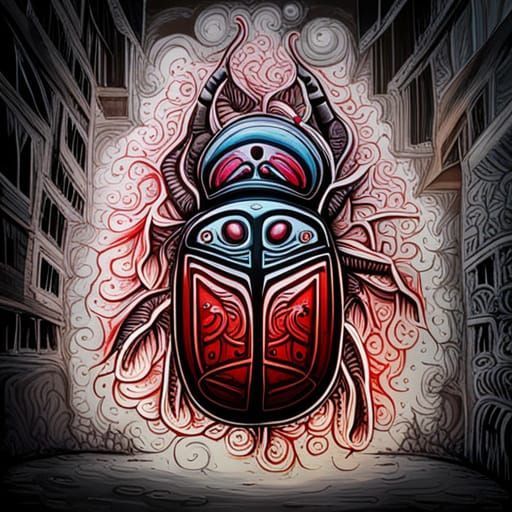 Giant Zombie Scarab in Dark Gothic Art Style