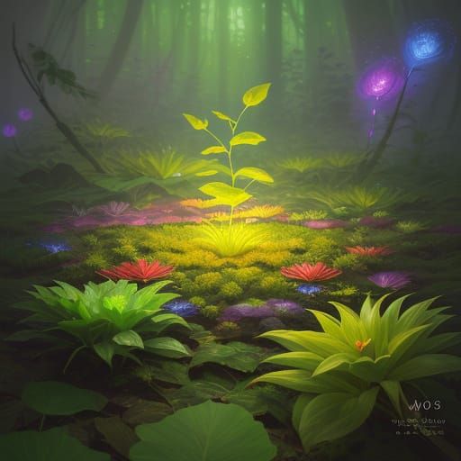 Whimsical Fantasy Plant Blooms in Ethereal Light