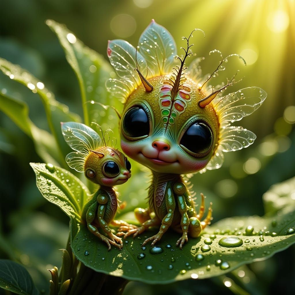 Adorable Baby Troll Gnome Hybrid with Mother