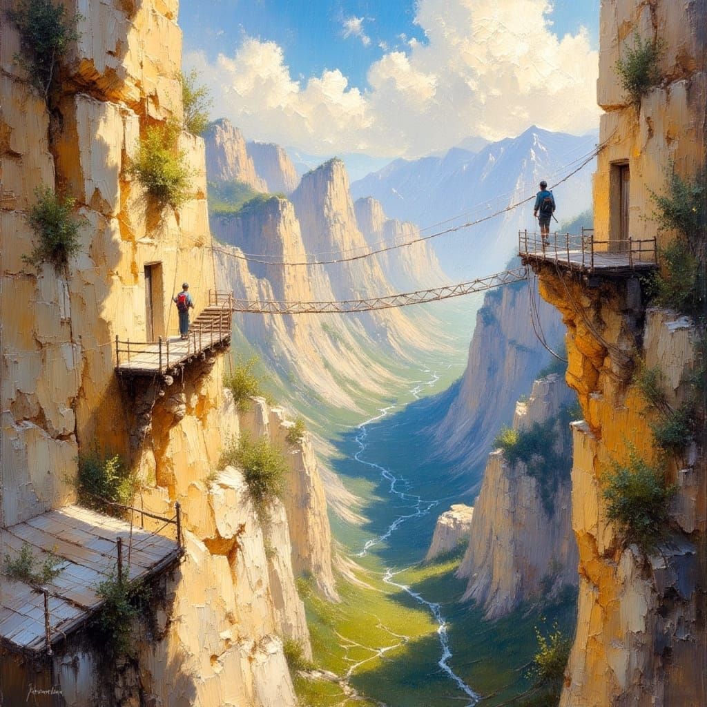El Caminito del Rey: Hyperdetailed Oil Painting