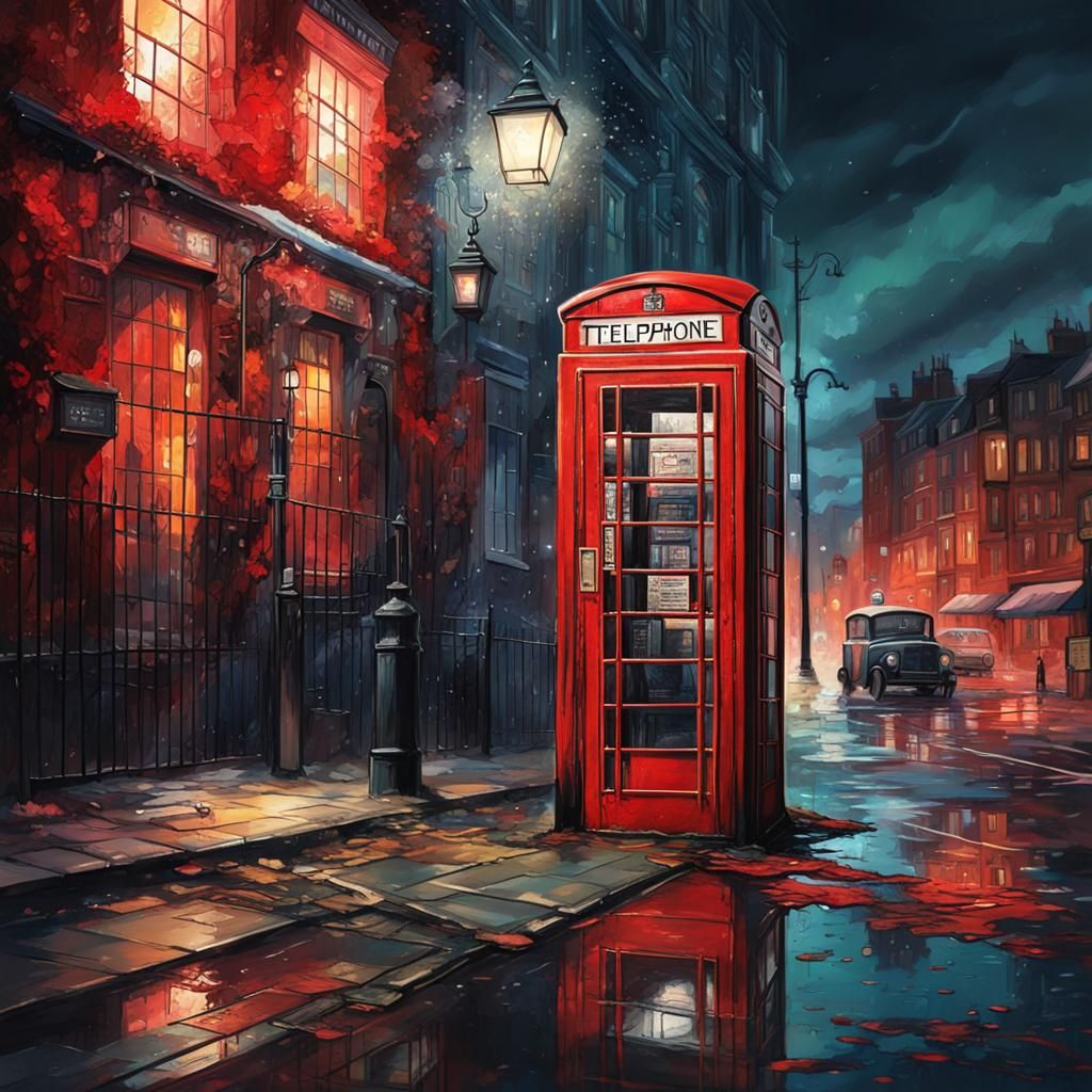 Hyperrealistic Red Telephone Box Concept Art