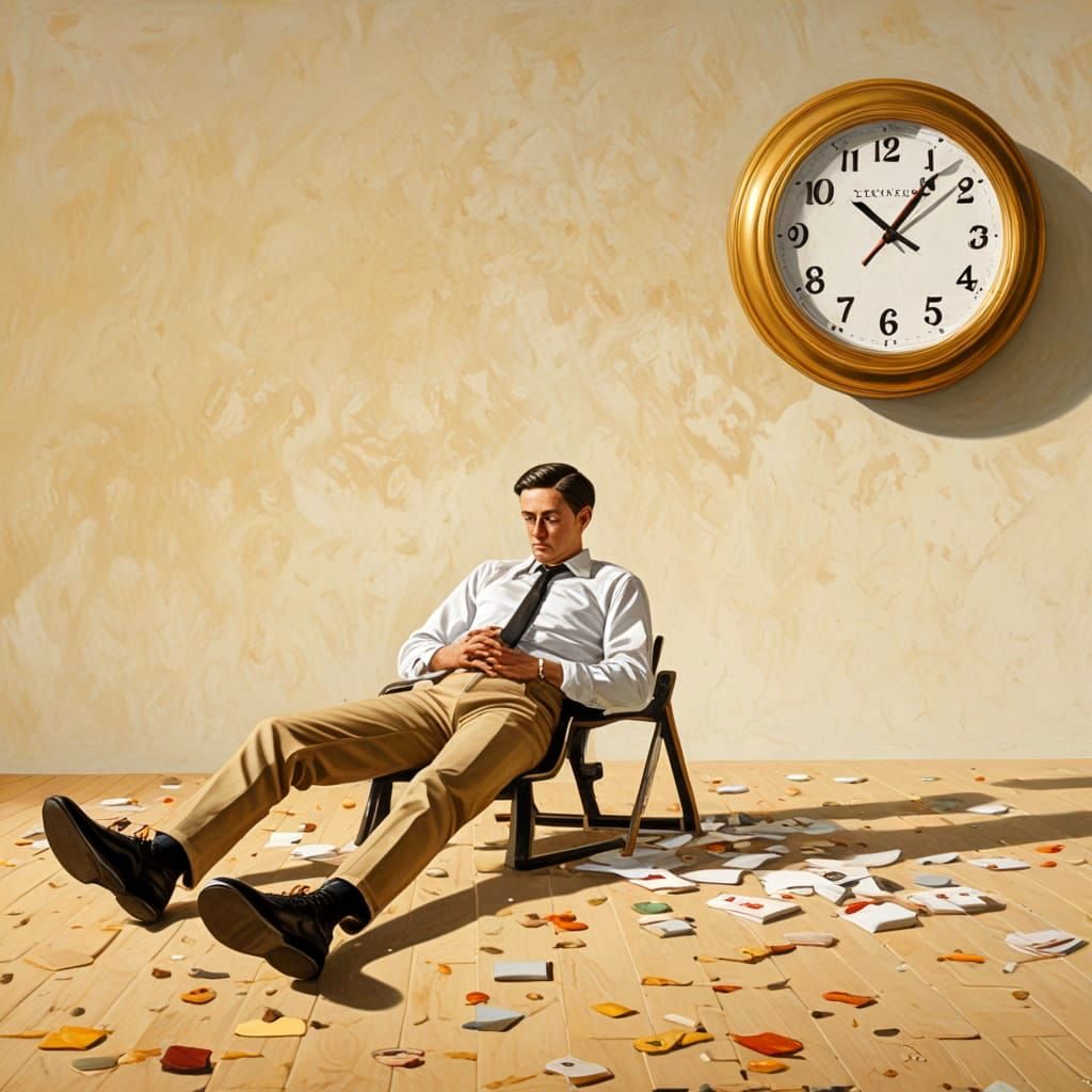 Surreal Man with Butterflies, in De Chirico Style