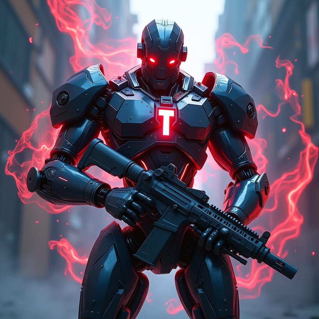 Anime Robot Surrounded by Dark Matter in 8K