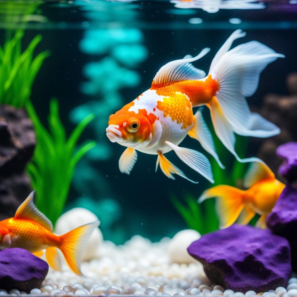 Psychedelic Aquarium with Oranda Goldfish