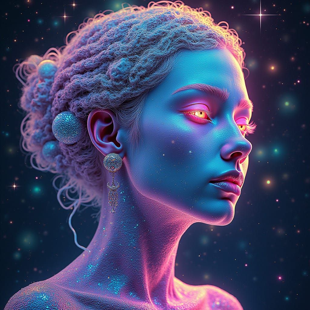 Ethereal Visionary Portrait in Glowing Neon