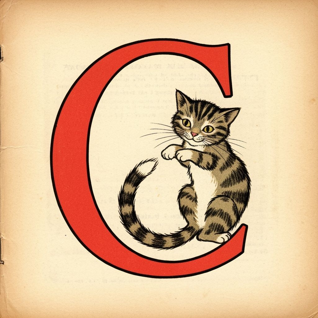 1920s Children's Book Illustration: C and Cat