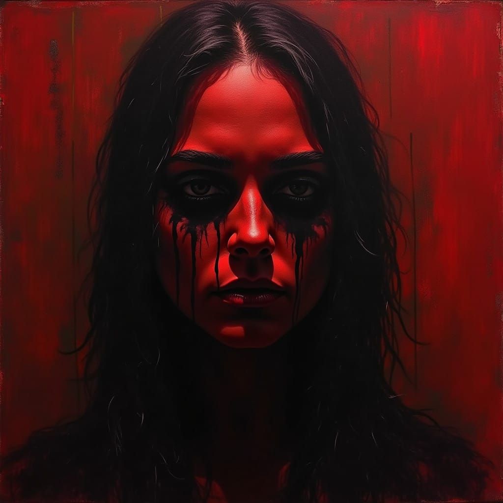 Surreal Expressionist Portrait of Despair and Exhaustion