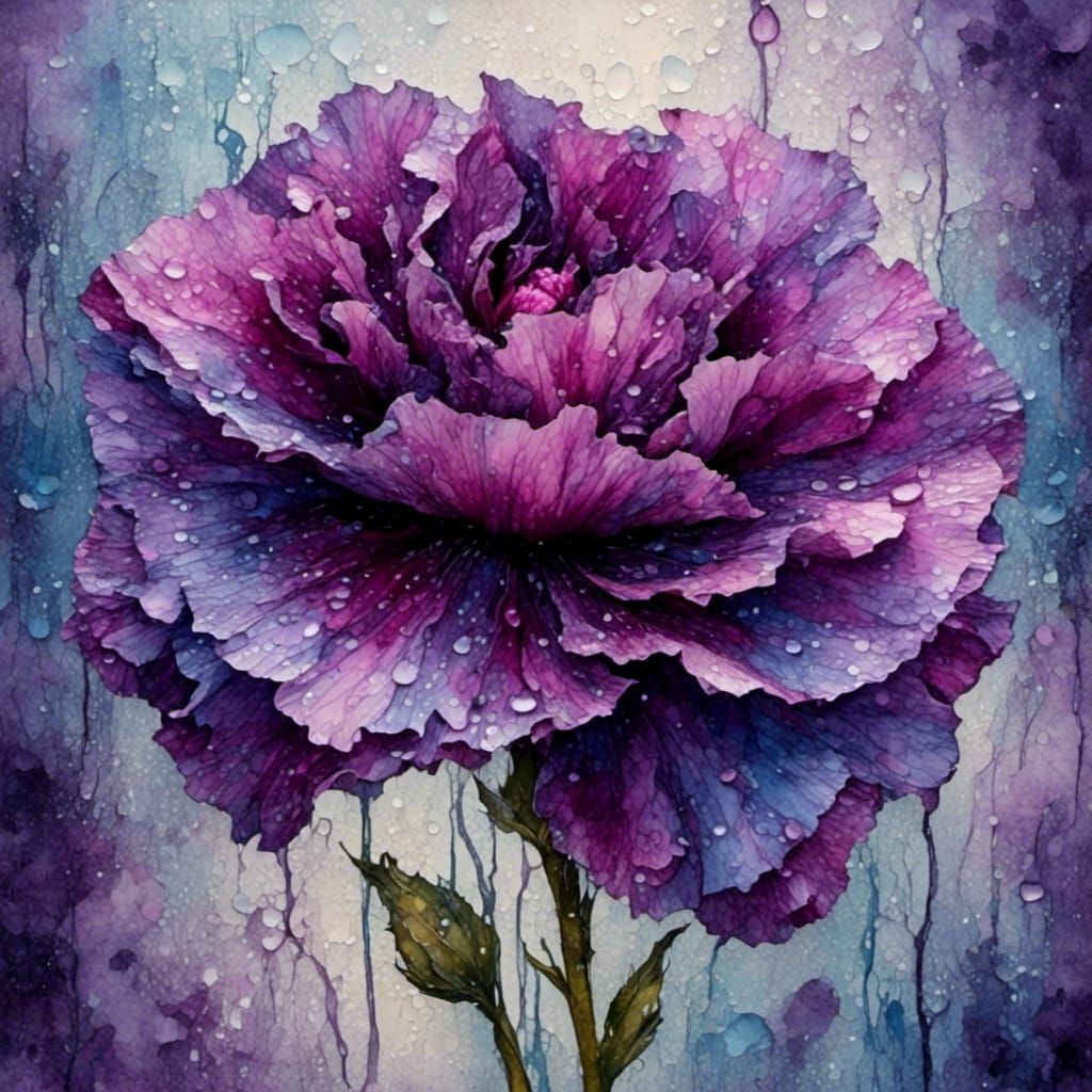 Lonely Carnation in the Rain