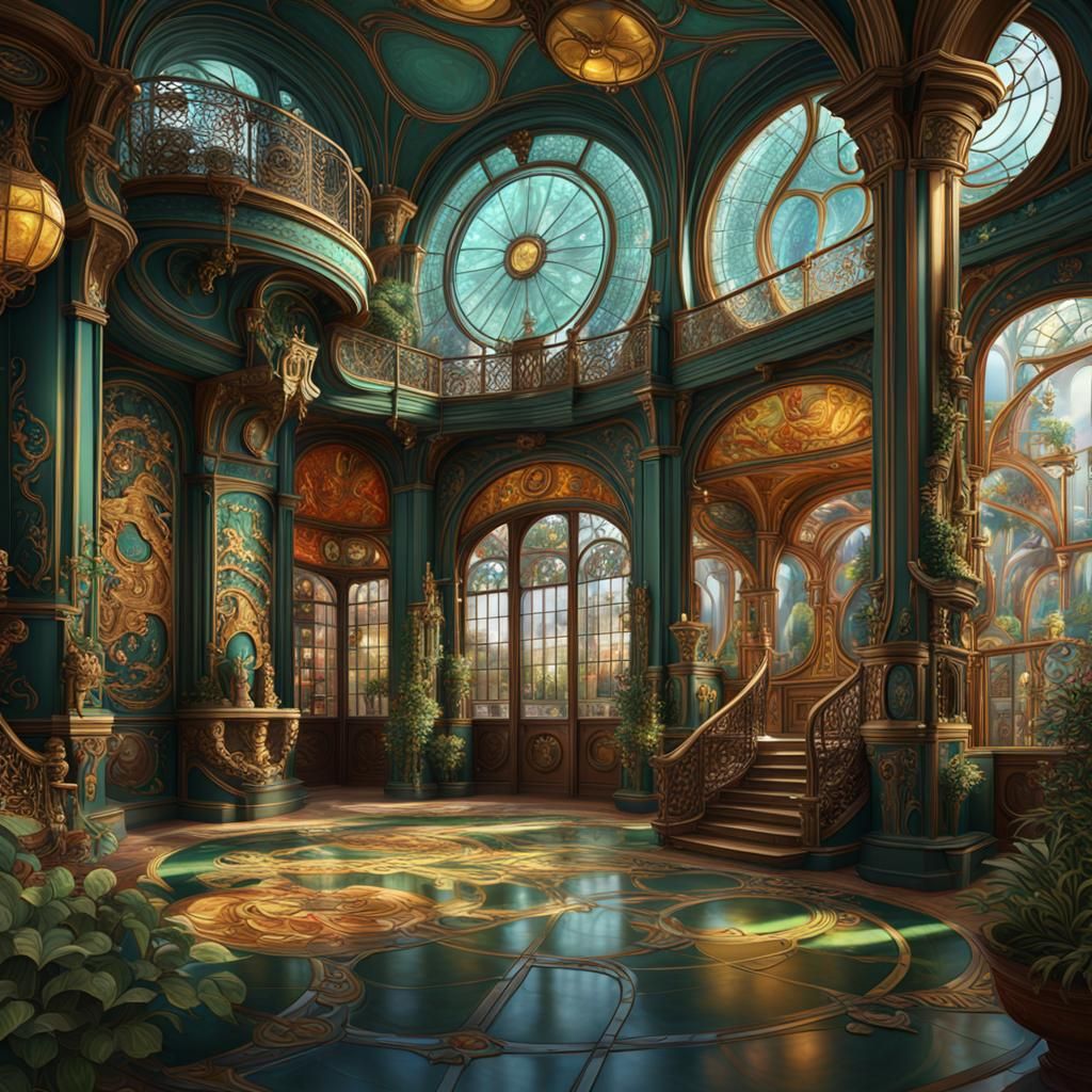 Fantastical Art Nouveau Museum Concept Art
