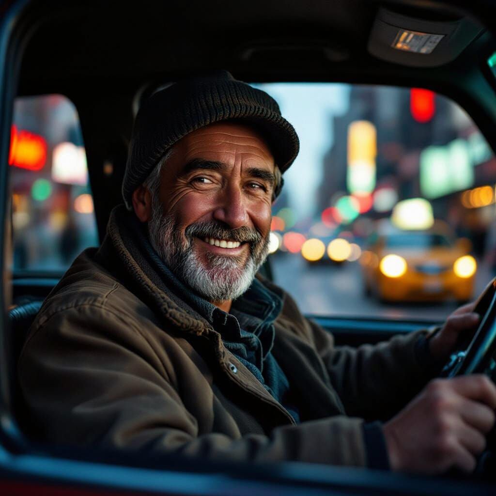 Taxi Driver in Dad Mode: Cinematic 35mm Film Portrait