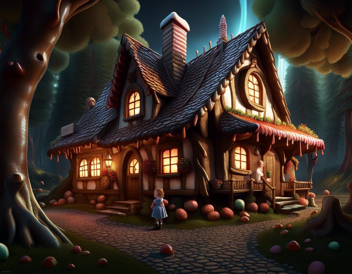 Hansel and Gretel Dark Fantasy Digital Illustration