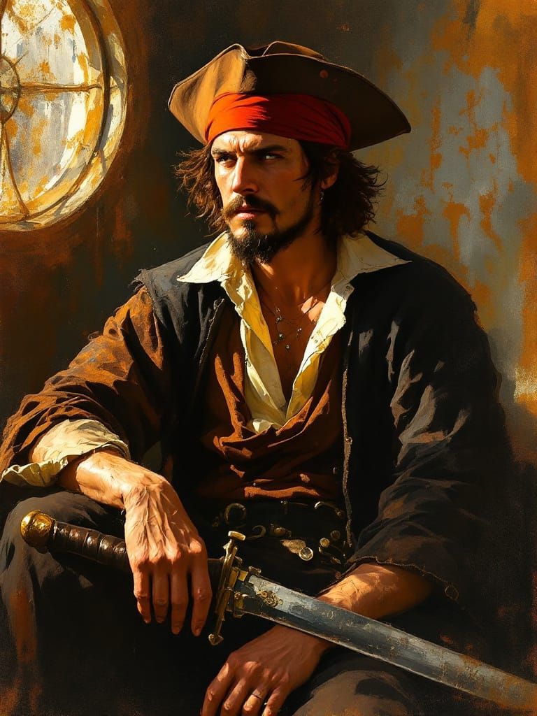 Pirate Portrait in Luminous Seville Style