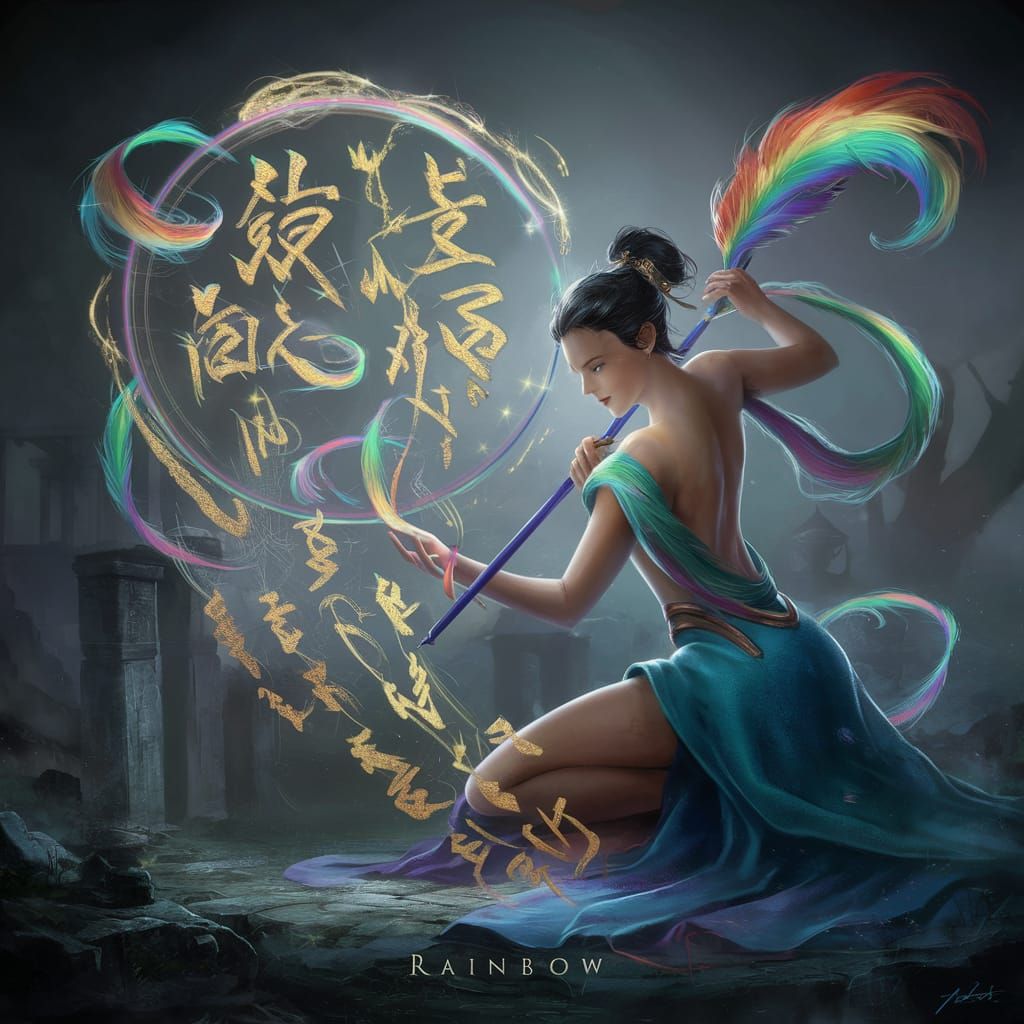 Rainbow Writes the Hand of Fate in Mystic Calligraphy