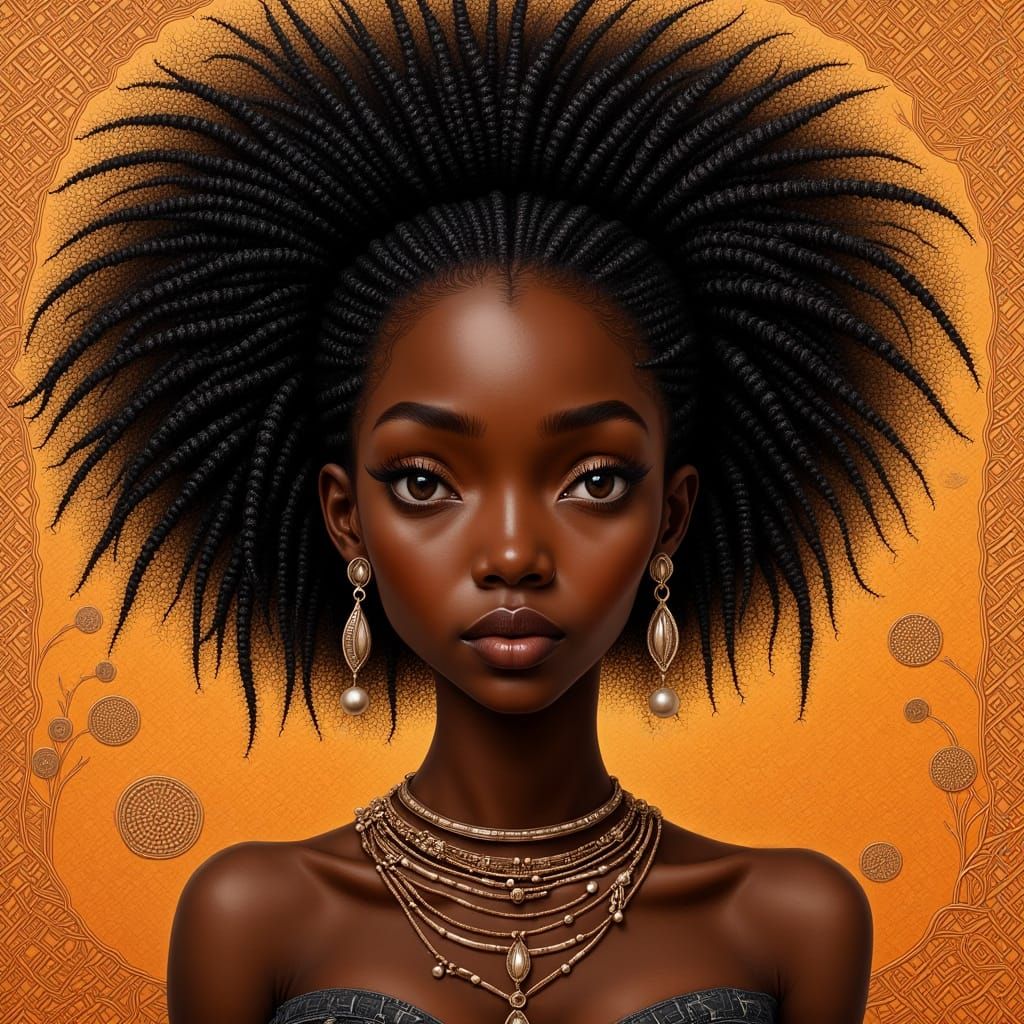 Elegant Afro Goddess in Vibrant Earthy Splendor