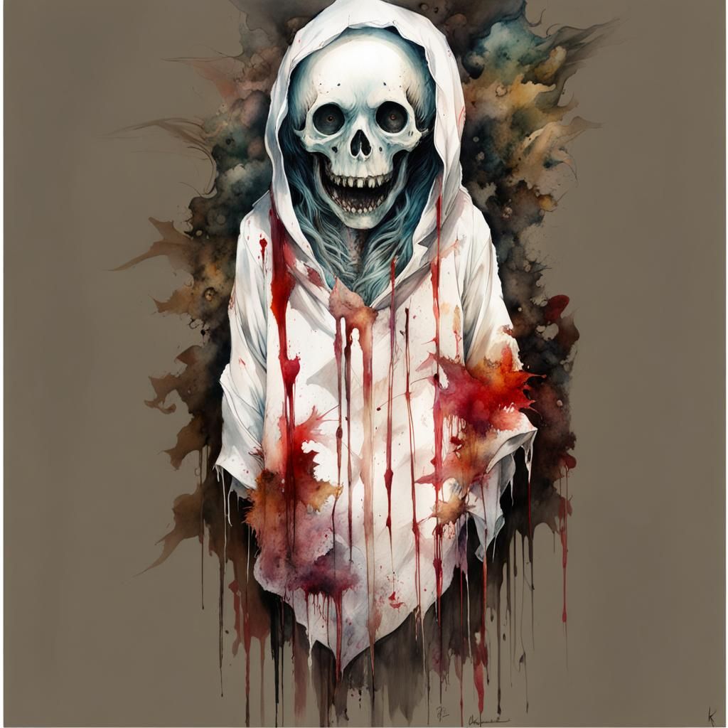 Macabre Body Horror Monster in Watercolor Art