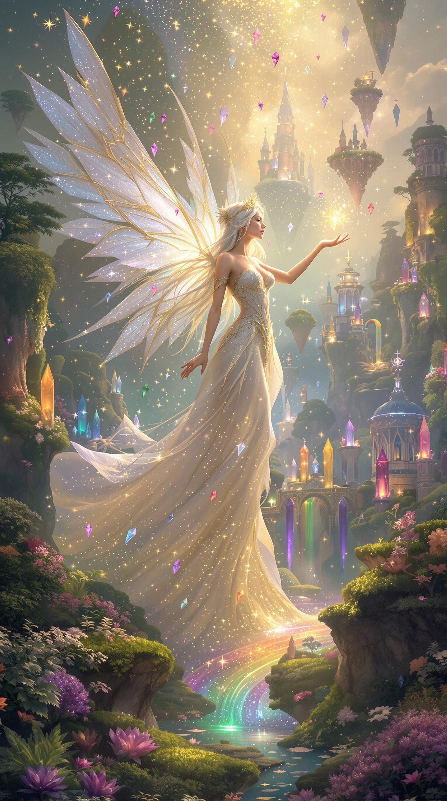 Ethereal Fairy Goddess Reigns Over Vibrant Fantasy Realm