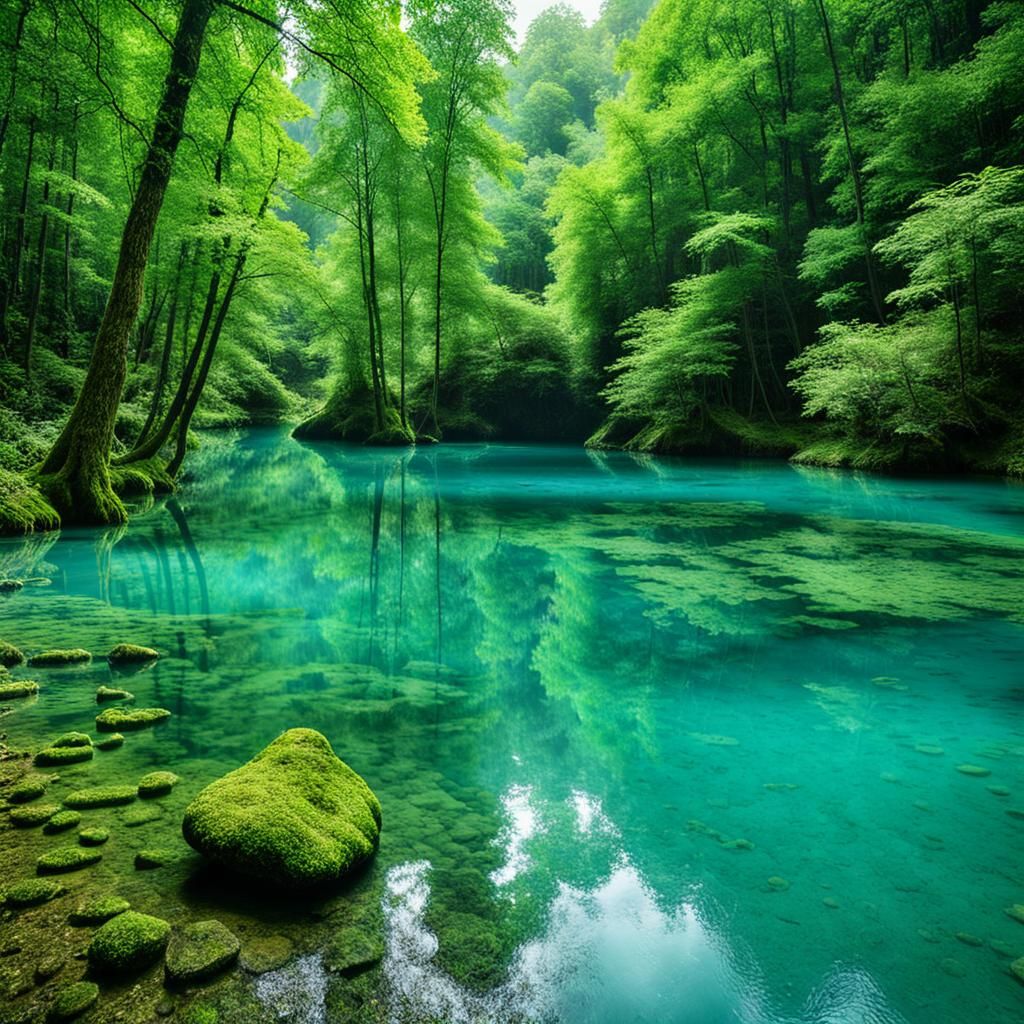 Lush Forest River with Turquoise Water