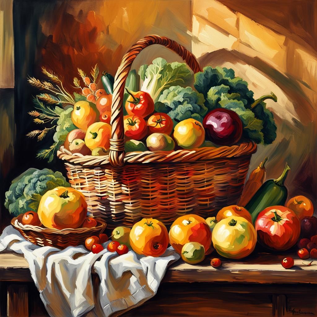 Earthly Abundance in Rustic Still Life