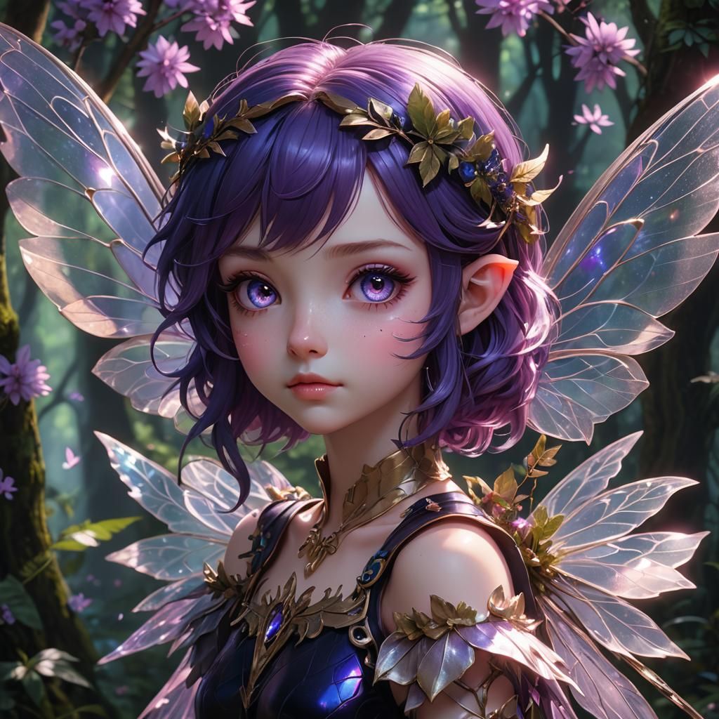 Cute Fairy Girl Portrait in 3D Anime Art Style
