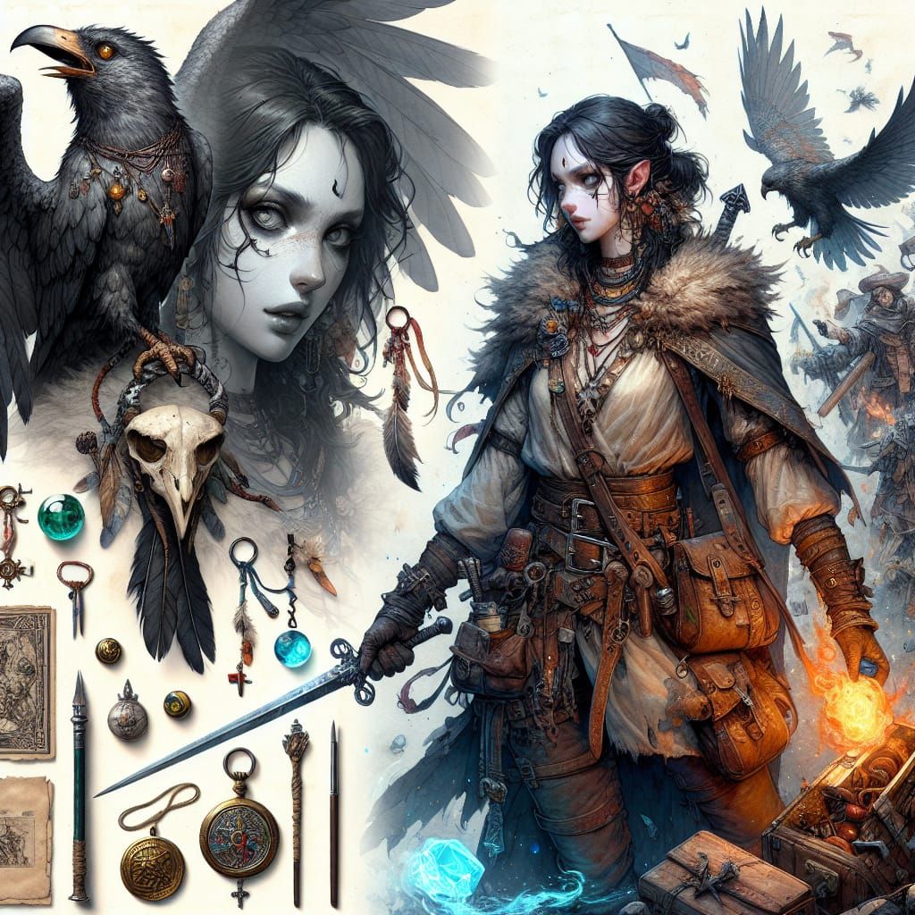 Eerie Warrior Maiden in a Dark Fantasy Landscape