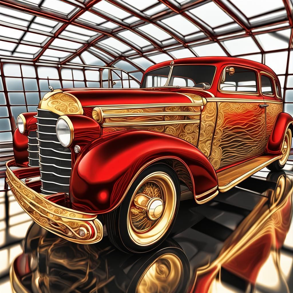 oldtimer chevrolet in a glass house