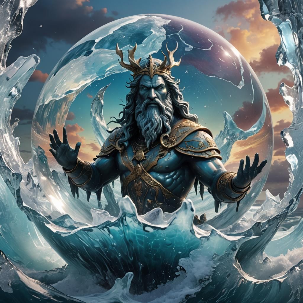 Poseidon raising from ocean