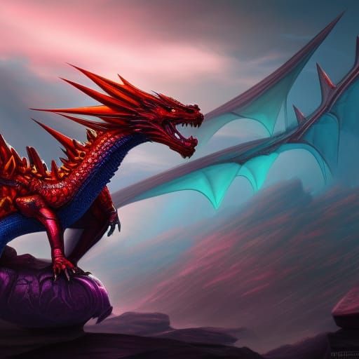 Detailed Crystal Dragon Fantasy Concept Art