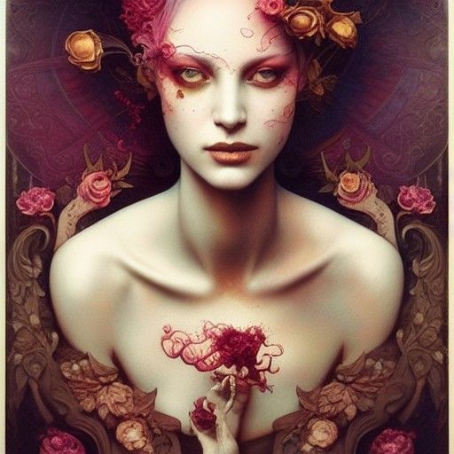 Detailed Portrait of Dionysos in Deep Colors